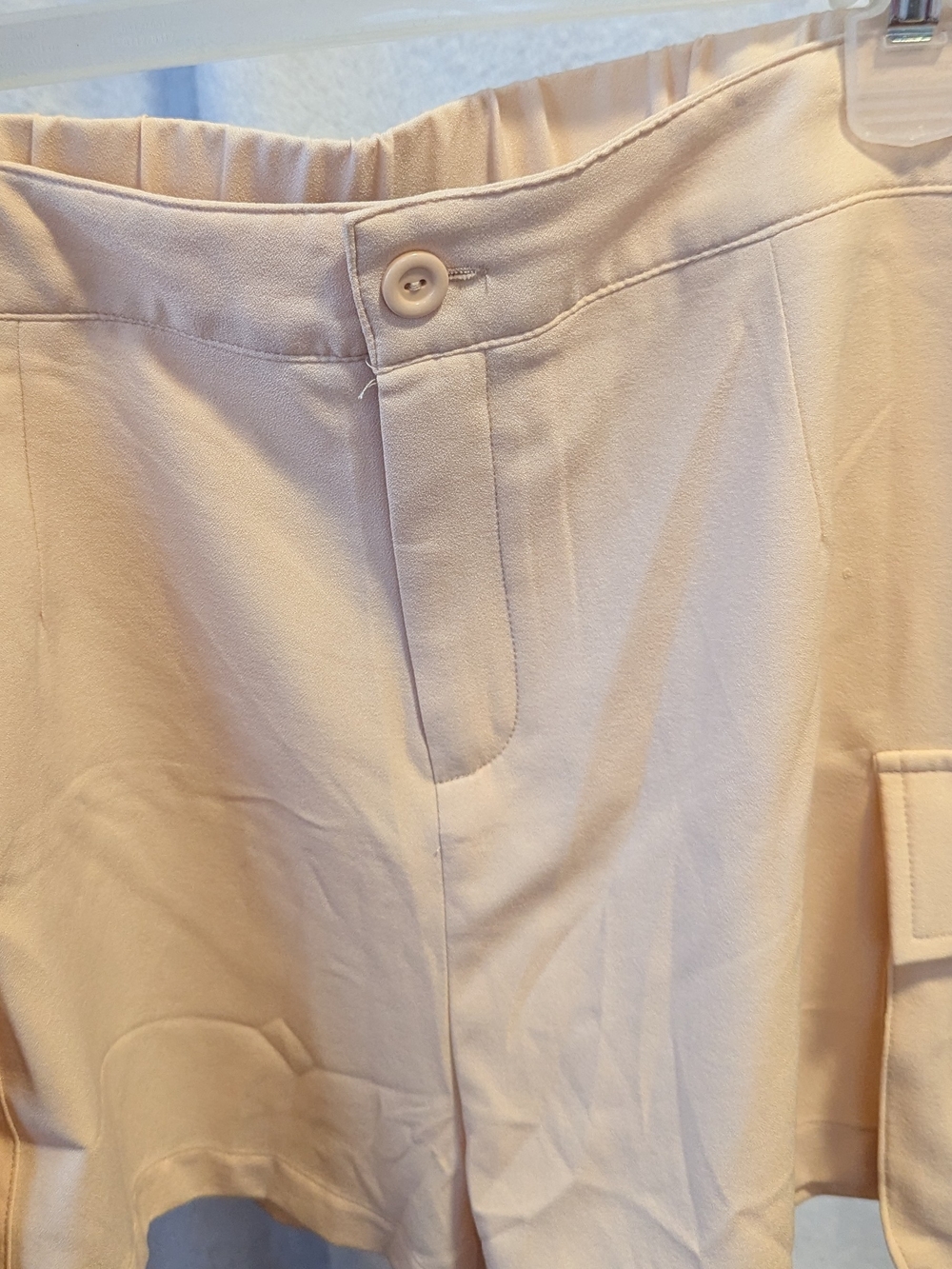Light Beige High-Waist Shorts with Button Front